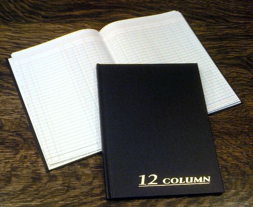 Adams Account Book, 12-Column, 7&#034;x9.25&#034;, Black, 80 Pages, # ARB8012M, Ledger