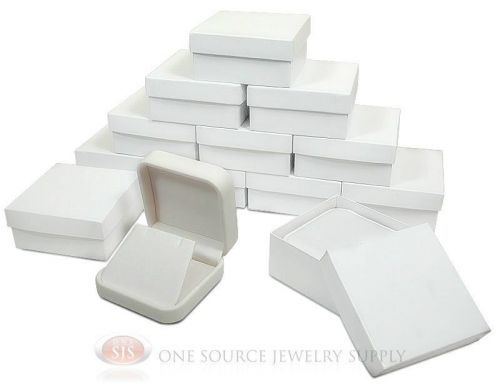 12 piece white leather earring jewelry gift box 2 3/4&#034; x 2 3/4&#034; x 1 1/8&#034; for sale