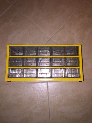 Vintage RAACO YELLOW Organizer 15 Drawer METAL  Cabinet Plastic Drawers SHOP SEW