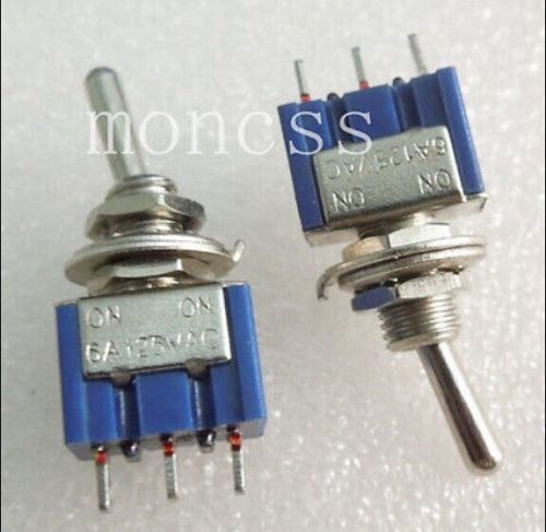 10Pcs SPDT Toggle Switch SPDT On/On 2 Position 3Pins 3A-250V 6A-125V