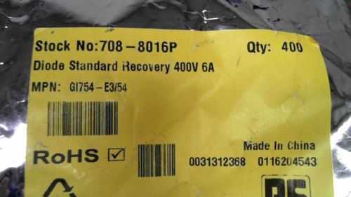 290-PCS GENERATOR PURPOSE 400V 6A VISHAY GI754-E3/54 754E354 GI754E3