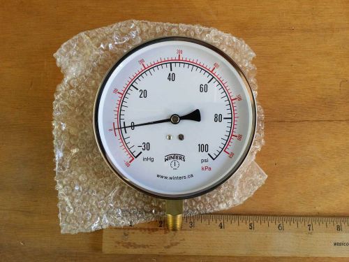 Winters Vacuum/Pressure Gauge # 328 4 1/2&#034; 1/4 NPT -30&#034; inHg / 100 PSI/KPA NEW