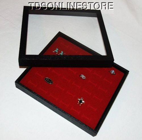 36 RING CLEAR TOP JEWELRY DISPLAY CASE BOX RED