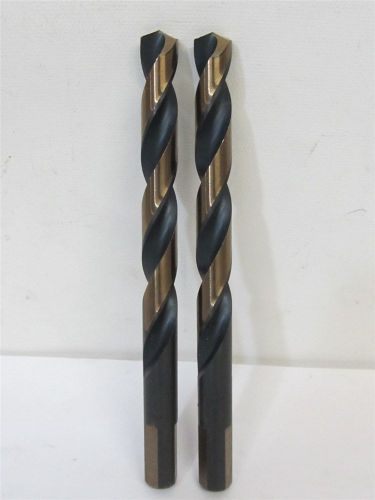 Jobber Length Drill Bits, 1/2&#034;, HSS, Gold &amp; Black Oxide - 2 each