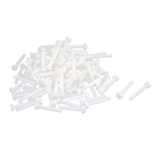 M6x35mm Full Thread Nylon Metric Hex Head Cap Screw Bolt Fastener White 100Pcs