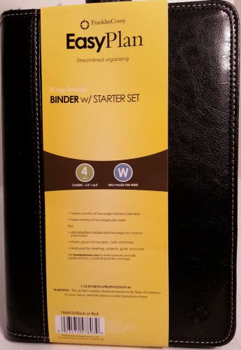 New BLACK Franklin Covey 766810 sz 4 EASYPLAN Ringbound Binder Starter Set