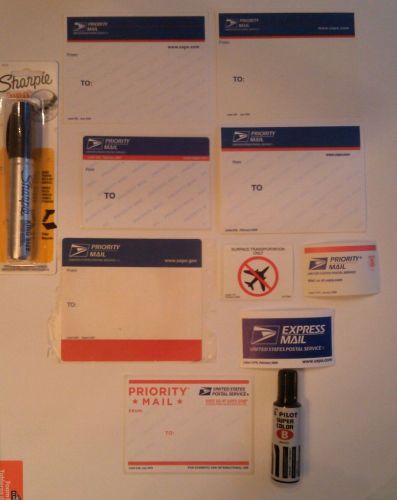 Nos usps priority mail labels 228 bluetop label mix pack pilot  marker for sale