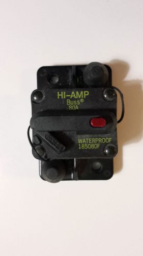 Buss 80 Amp 12 VOLT NOS RESETABLE WATERPROOF CIRCUIT BREAKER 185080F