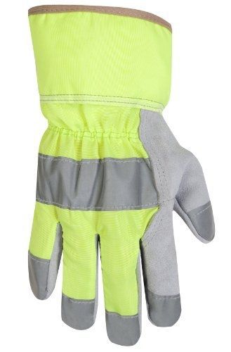 Custom Leathercraft 2150L Hi-Viz Safety Cuff Gloves, Large