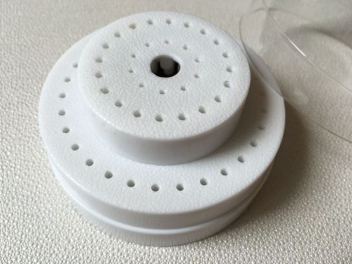 Dental Plastic Bur Holder Block Case 60 Pcs Holes White Round Slots Plastic Lid
