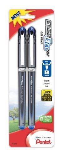 Pentel EnerGel NV Liquid Gel Pen, 1.0mm, Bold Line, Capped, Metal Tip, Blue Ink,
