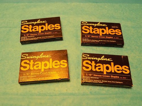 NOS Lot of 4 - &#034;Swingline 5/16&#034; Narrow Crown Staples&#034;!  No. 36505!  5,000 Pcs!