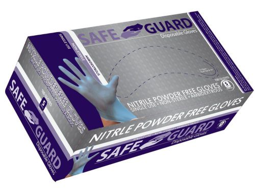 Safeguard nitrile powder free gloves, blue, small, 1000 count for sale