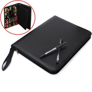 New Luxury Black Fountain Pen / Roller Pen 48 Pens Case Holder Bag