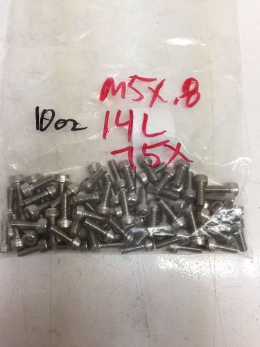 Socket Cap Screw M5 X 0.8 X 14L Stainless, 75 Pcs