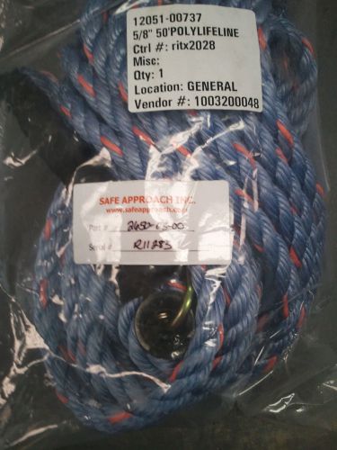 Safe Approach 50-ft Rope Vertical Lifeline 5/8” 3-strand 10,600lb break strength