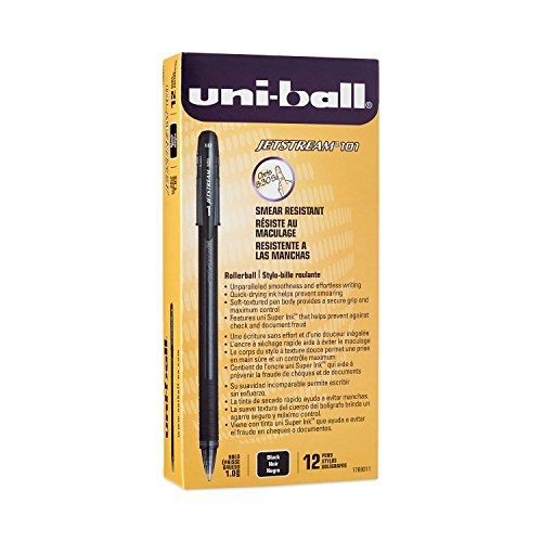 Uni-ball Uni-Ball Jetstream 101 Ball Point Pens, Bold Point, Black Ink, Pack of