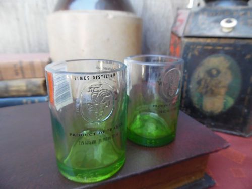 Green Ciroc Bottle Upcycled Shotglass Groomsman Gift Mancave Bar Wedding Pair(2)