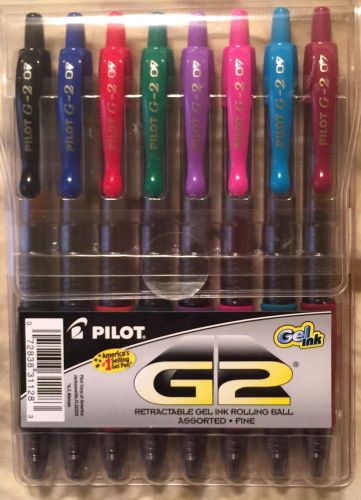 8 PILOT G2 0.7mm Fine Point RT Gel Pens ASSORTED COLORS