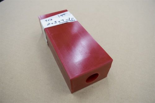 Urethane 2 x 3 x 7 Bar 1&#034; Center Hole 95A Durometer Red Polyurethane Acrotech