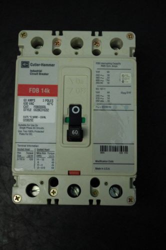 Cutler hammer fdb3060l molded circuit breaker (3 pole / 60a) for sale