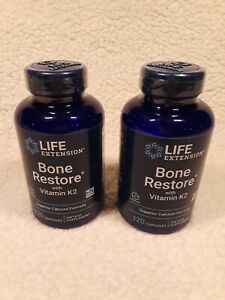 x 2 Life Extension - Bone Restore with Vitamin K2 - 120 Capsules Each Exp: 2/23