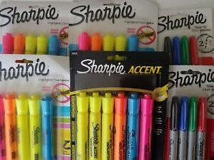 Sharpie markers and highlighters NIP, lot of 6 packs, 4 highlighters, 2 markers