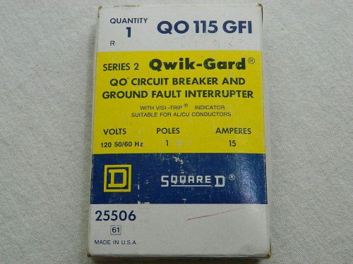 NEW IN BOX Square D QO115GFI Qwik-Gard GFI Circuit Breaker 15 Amps 120 Volts