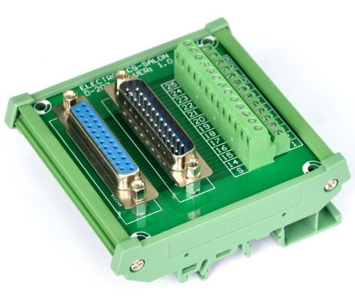 Db25 d sub din rail mount interface module, male / female, breakout board,sku96a for sale