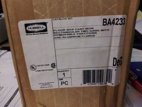 HUBBELL BA4233 FLOOR BOX CAST IRON 2 GANG NEW IN BOX