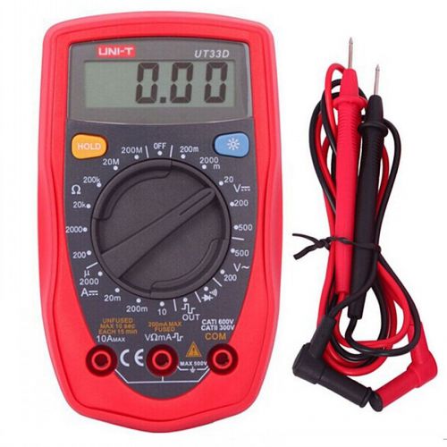 UNI-T UT33D Palm Size Digital Multimeter Handheld AC DC Volt Ohm Meter Tester