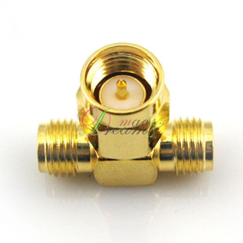 SMA male to 2 female adapter goldplate T type