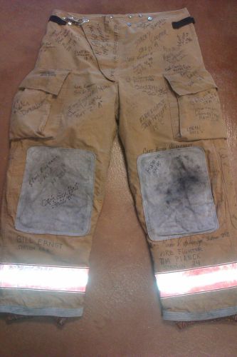 Rare AUTOGRAPHED /SIGNED  Globe Firefighters PantsTurnout Bunker Fire Gear 42x30