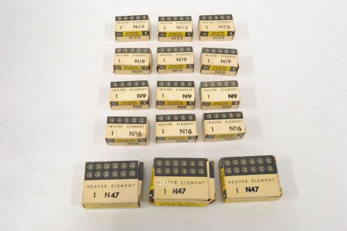 Lot 15 new allen bradley assorted n16 n47 n9 n23 overload relay heater b289743 for sale