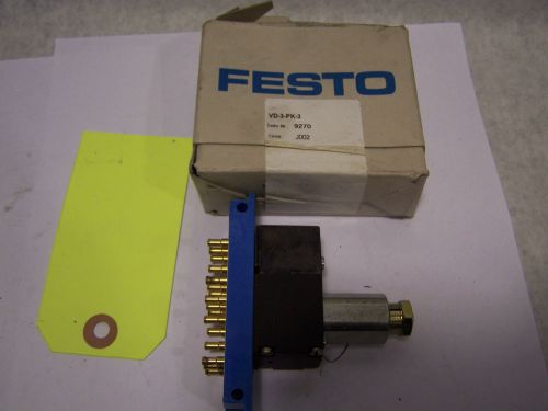 FESTO VD-3-PK-3 PNEUMATIC PRESSURE VALVE. NEW BLOCK. rb3