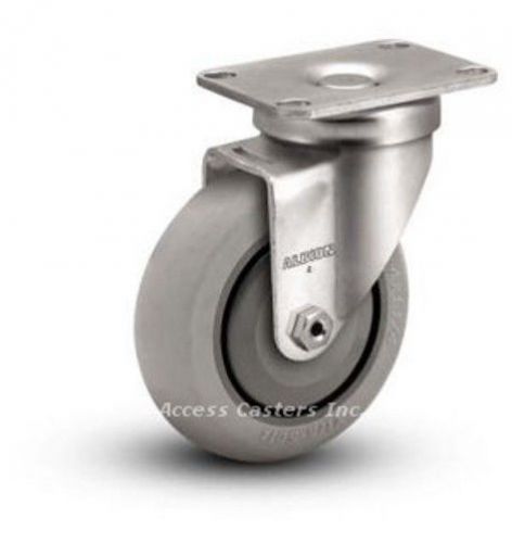 3XA02XS 3 1/2&#034; Swivel Plate Caster Extra Soft Round Tread Wheel, 250 lb Capacity