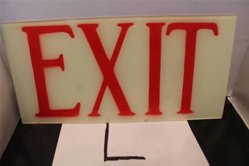 Vintage industrial mid century glass exit sign reverse painted white red nice #3 for sale