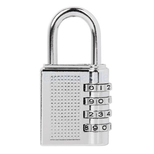 Silver 4 Dial Combination Padlock Safe Locker Door Toolbox Luggage Suitcase