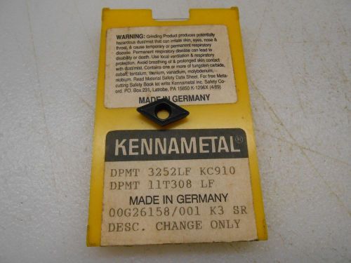 KENNAMETAL CARBIDE INSERTS , DPMT 3252LF , KC910 , 10 INSERTS