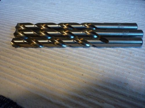 3 NEW DRILL BITS JOBBER LENGTH, HIGH SPEED STEEL, TRW HS  USA, BRIGHT FINISH