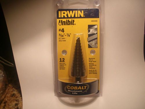 IRWIN UNIBIT P/N: 10234CB 12 HOLE SIZES #4 STEP DRILL