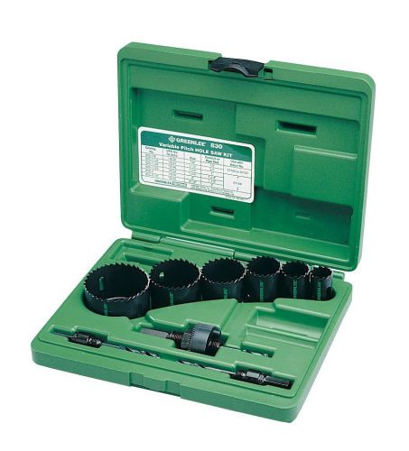 Greenlee 830 bi-metal hole saw kit, conduit sizes 7/8&#034; to 2- 1/2 &#034; nib for sale