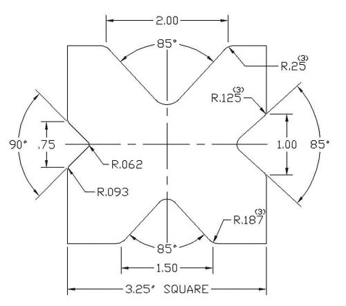 PRESS BRAKE DIE TOOLING - 4-WAY DIE  3.25&#034; SQUARE 55&#034; LONG