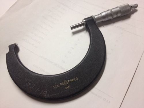 SCHERR TUMICO, 3 - 4&#034; MICROMETER, used - CALIBRATION CERTIFICATE included