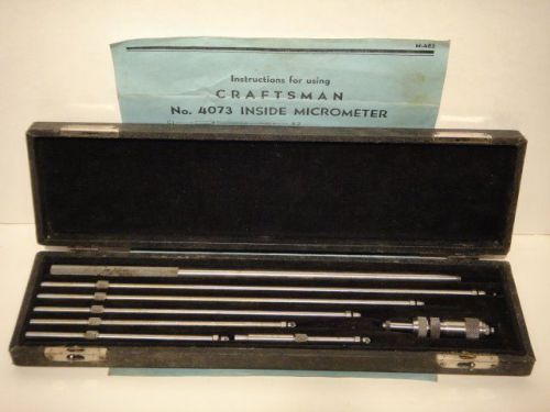 VTG CRAFTSMAN No 4073 INSIDE MICROMETER MACHINIST TOOL W/ CASE &amp; INSTRUCTIONS