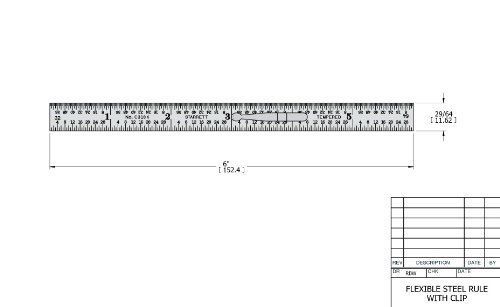 Starrett C310K-6 Full Flexible Steel Rule W/ in Graduations And Pocket Clip, 6&#034;