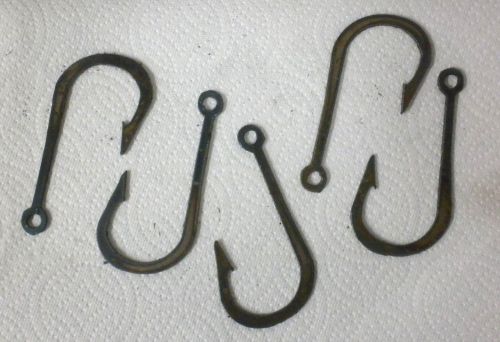 Lot of 5 Fishhook Shape 3 Inch Rusty Metal Vintage Stencil Ornament Magnet Craft