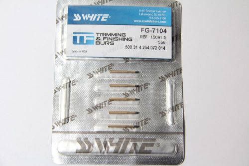 Lot of 3SS White carbide Trimming &amp; Finishing Burs 5-Pack FG7104, FG7404,FG7901