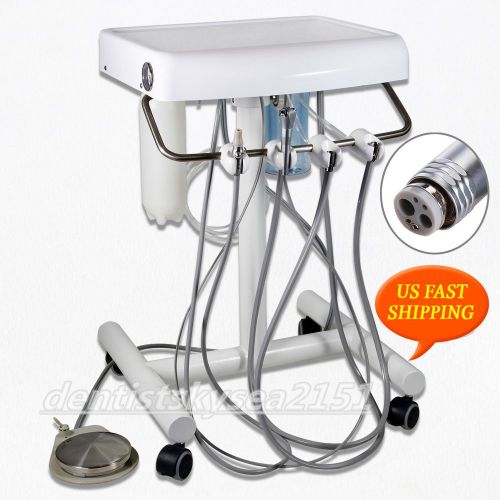 Dental Delivery Unit Mobile Unit Cart with 2pcs LED Fiber Optic Tubes Portable