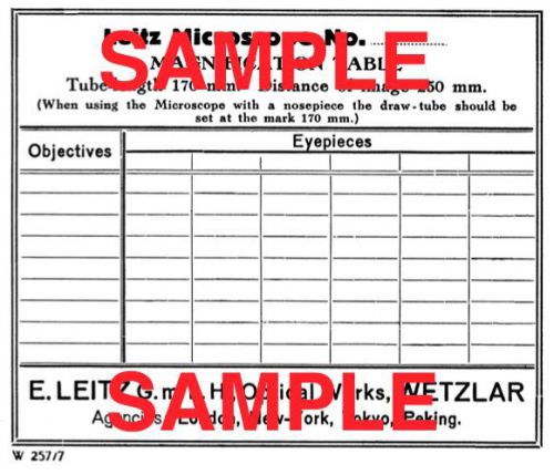MICROSCOPE OPTICS VINTAGE E LEITZ WETZLAR OBJECTIVE CASE BOX PLATE LABLE LIST